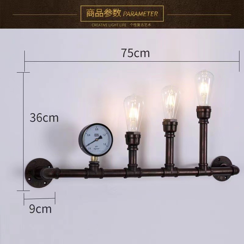 Lighting American Old Industrial Style Aisle Retro Restaurant Edison Industrial Water Pipe Decoration Pipe Wall Lamp E27