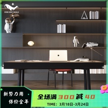 U4IZ意式极简书桌烟熏实木桌轻奢现代客厅家用大板桌电脑办公桌工