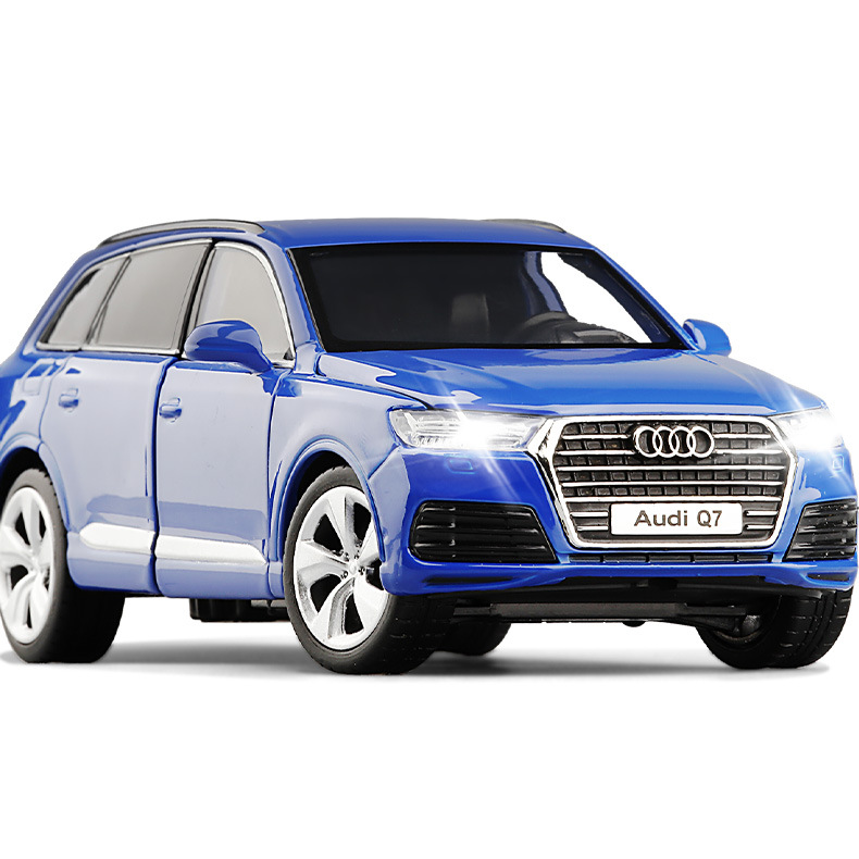 jkm1/32 奥迪q7六开门suv合金车模转向避震声光汽车金属模型玩具