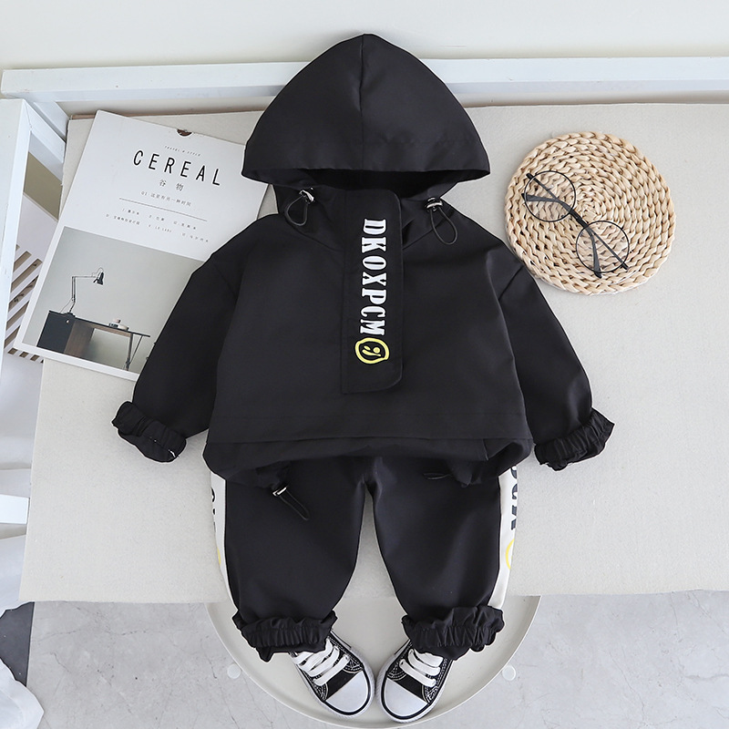 Half Zipper Suit Boys and Girls Shell Jacket Trendy Spring and Autumn Clothing New Children's Clothing Children's Top-Selling Product Fashion Two-Piece Set