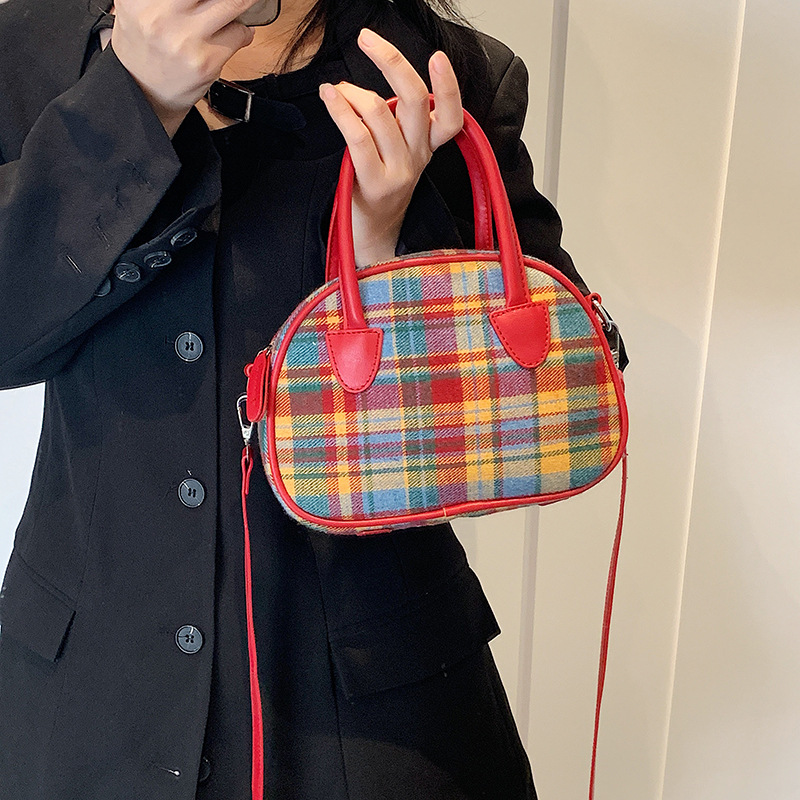 New Simple Handbag Korean Style Fashionable Plaid Shell Bag Niche All-Match Shoulder Messenger Bag Cross-Border