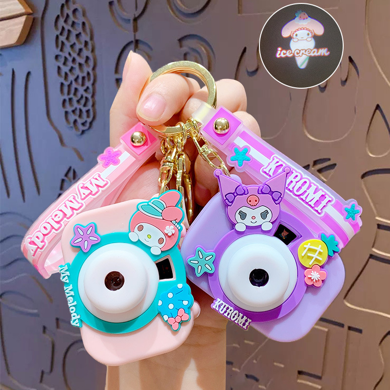 cartoon sanrio projection camera keychain creative big ear dog couple car shape school bag pendant small gift wholesale