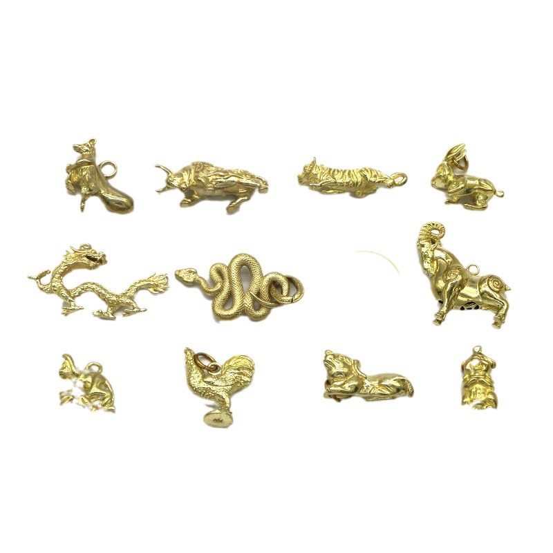 Brass Zodiac Creative Three-Dimensional Zodiac Personality Car Key Ring Pendant Accessories Small Gift Factory Wholesale