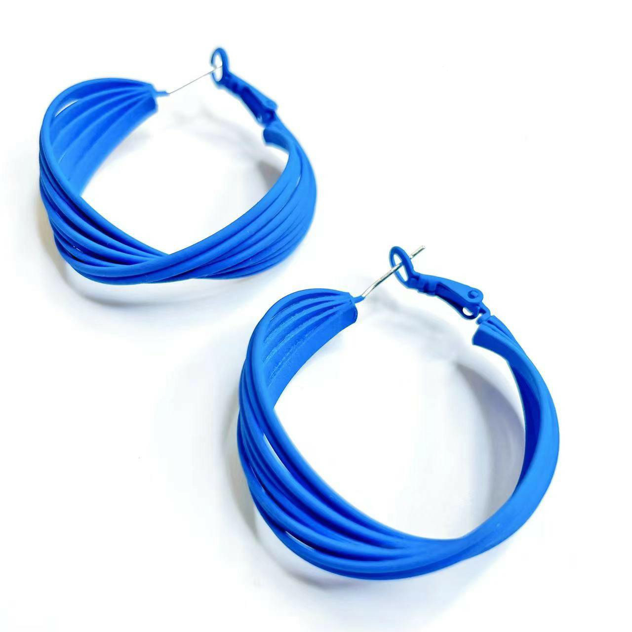 Hong Kong Style Retro Klein Blue Ear Ring Elegant Blue Earrings Affordable Luxury Fashion Earrings High-Key Dignified Simple Clay