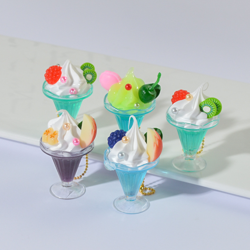 Simulation Miniature Candy Toy Cup Props Fun Emulational Fruit Dessert Ice Cream Cup Simulation Food Model Pendant