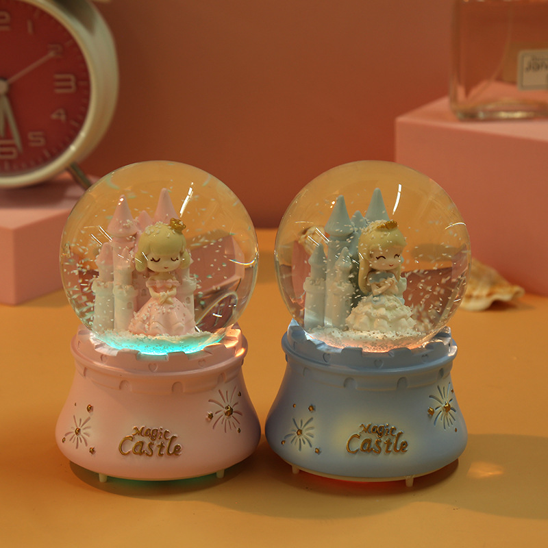 Children's Day Gift Crystal Ball Princess Decoration Automatic Snow Music Box Girl Children's Birthday Gifts Music Box