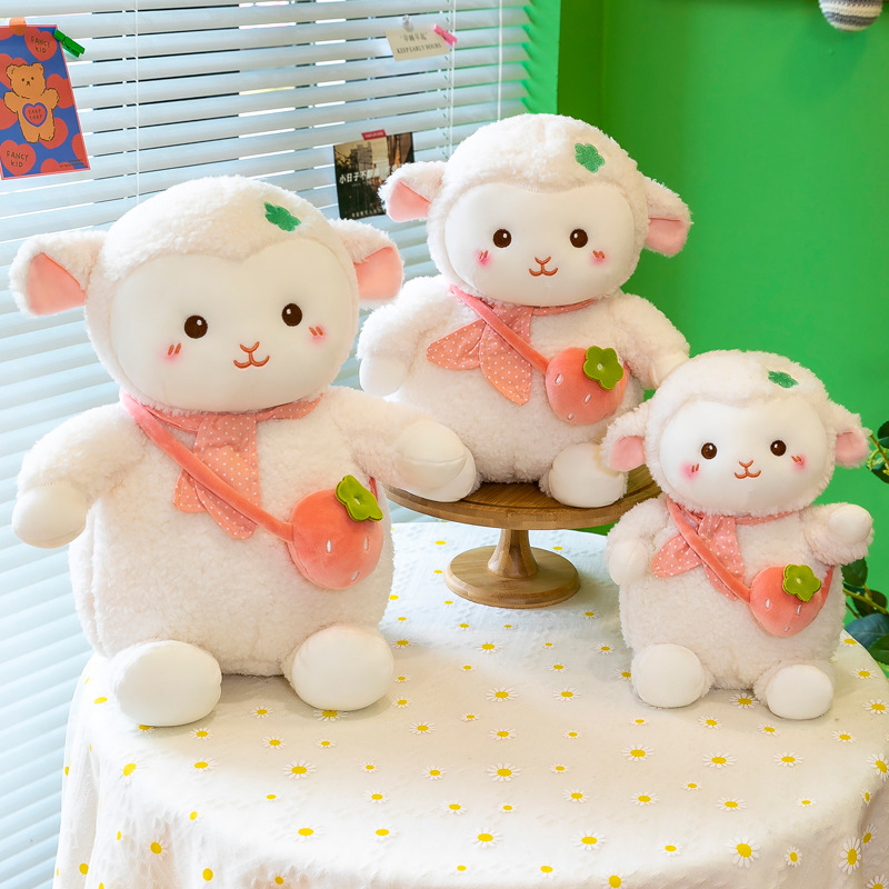 Super Cute Backpack Little White Sheep Doll Cute Ragdoll Plush Toy Sheep Comforter Toys Cute Birthday Gift Female