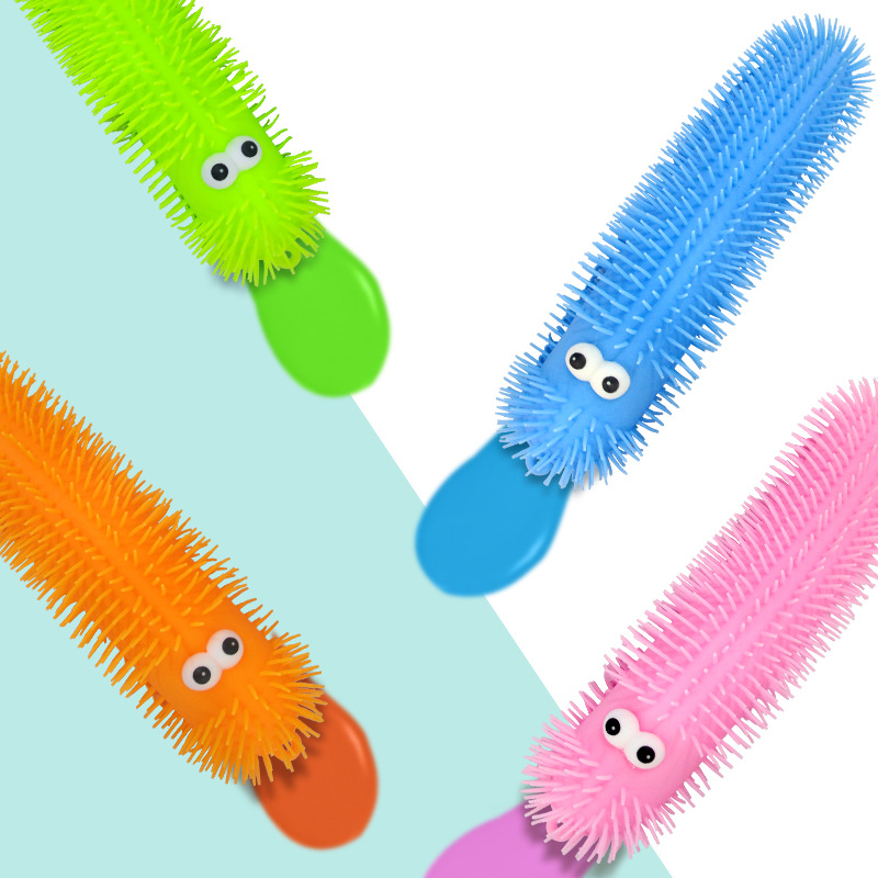 Factory Direct Supply Decompression Caterpillar Children's Soft Rubber Toy Convex Eye Weird Caterpillar Luminous Squeeze Cute Caterpillar Toy