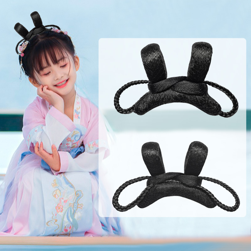 古风儿童汉服发包女童表演古装造型发髻影楼拍摄发型假发饰品组合