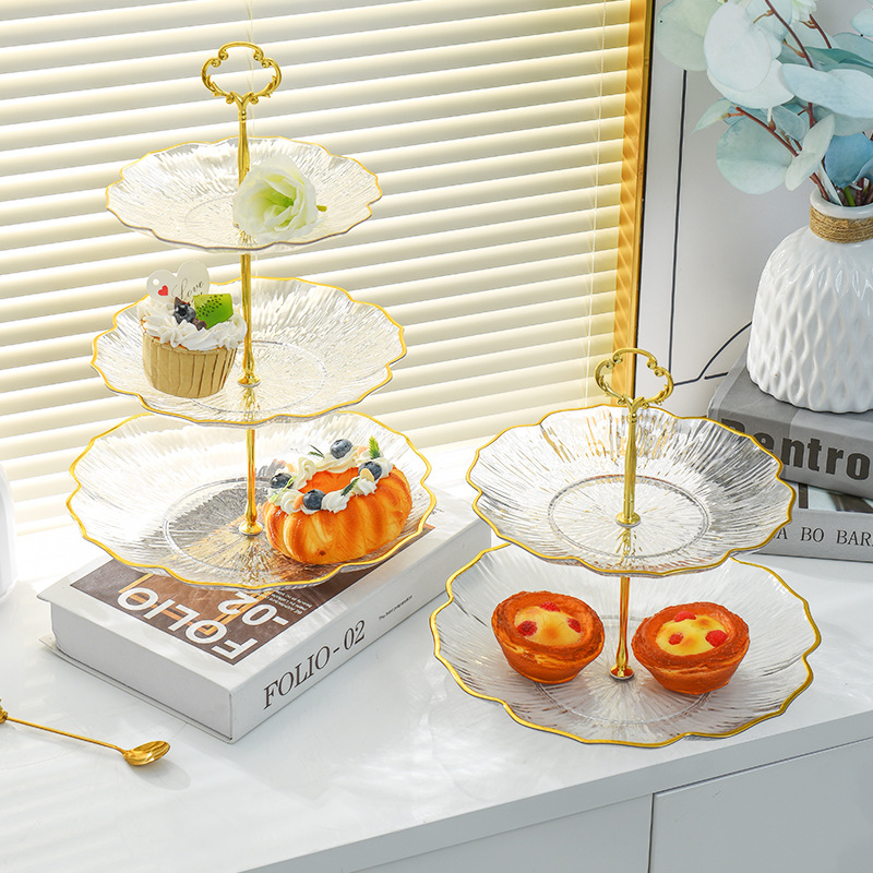 M91 Light Luxury Fruit Plate Household Coffee Table Snack Display Candy Plate New Dim Sum Rack Dessert Table Cake Tray