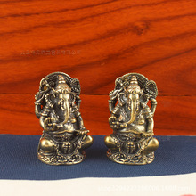 黄铜泰国象神白象精财神东南亚黄铜工艺品饰品摆件收藏手把件摆件