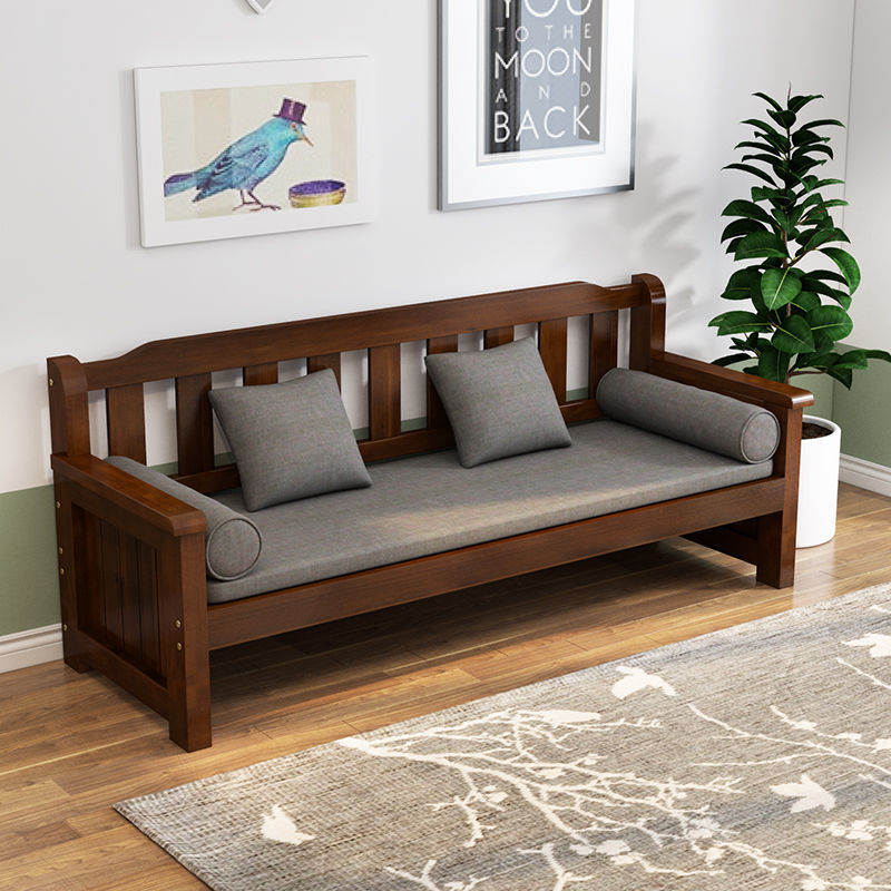 实木沙发组合全实木新中式木质长椅冬夏两用小户型客厅三人木沙发