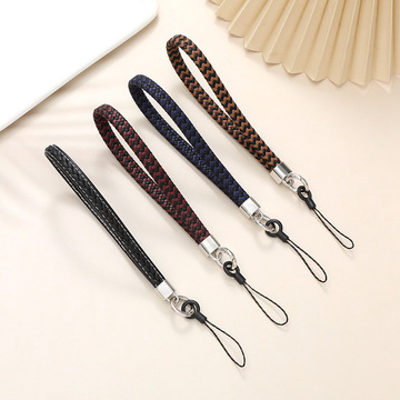 跨境新款时尚潮流编织绳挂件手机壳钥匙扣挂饰质感皮绳手提链防摔