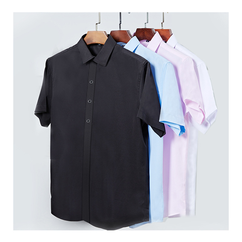 Spring and Summer 2023 New Men's Stretch Short-Sleeved Shirt Solid Color Work Clothes Young and Middle-Aged Business Casual Men's Clothing