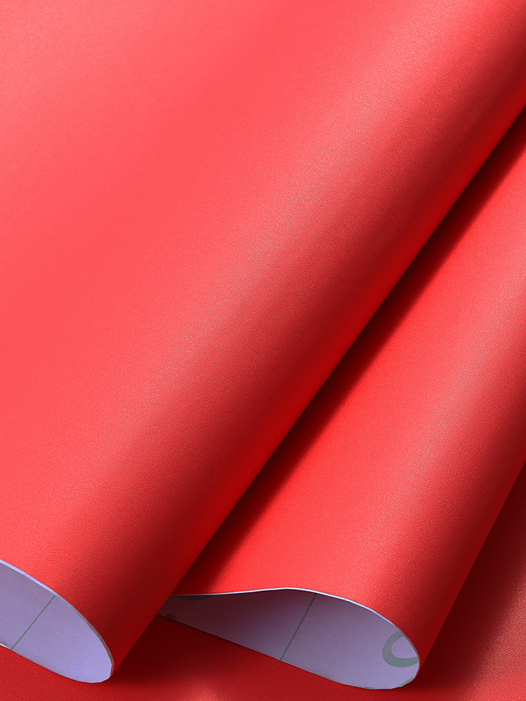 大红色墙纸自粘pvc防水壁纸桌面家具翻新贴纸复古背景墙贴即时贴