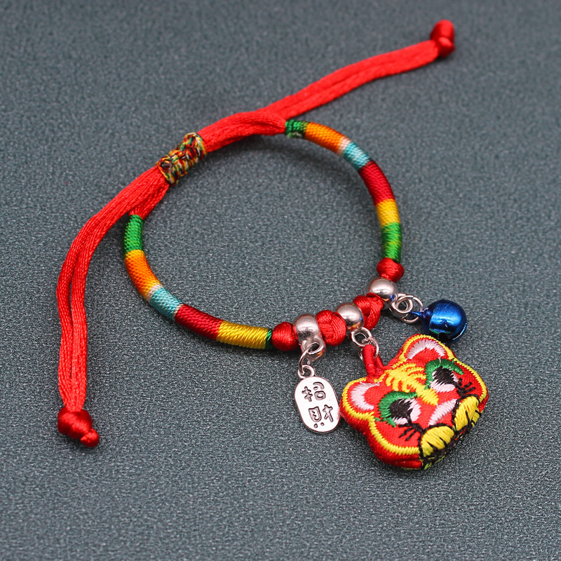 Dragon Boat Festival Colorful Rope Zongzi Bracelet Hand-Woven Children Student Blessing Naji Tiger Head Sachet Red Hand Strap