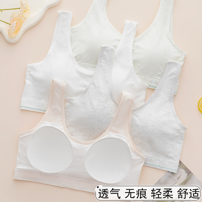 运动内衣女学生初中生发育期固定杯跑步防震高中生工字背少女文胸