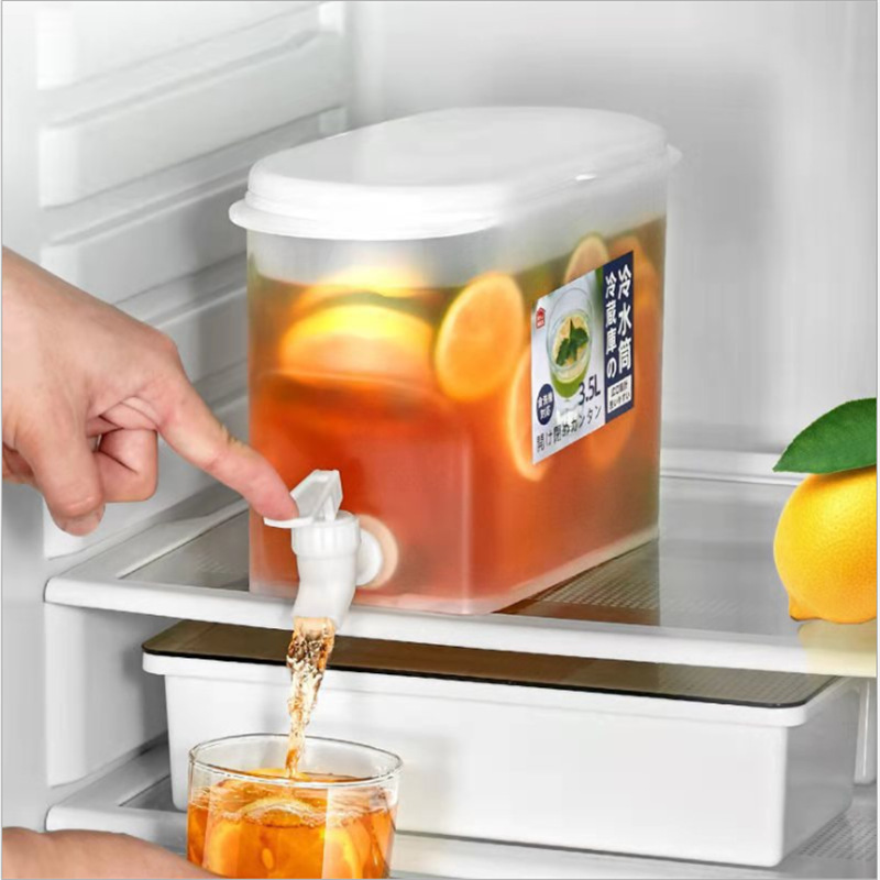 3.5L Cooling Bucket Refrigerator Lemon Cold Water-Cooled Bubble Bottle Ice Water Teapot with Faucet Cold Kettle