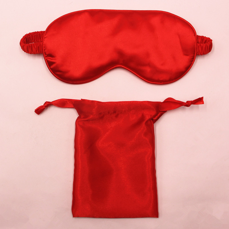 Cross-Border Artificial Silk Eye Mask Drawstring Bag Cloth Bag Wedding Hand-Holding Gift Set Silk Sleep Shading Eye Shield