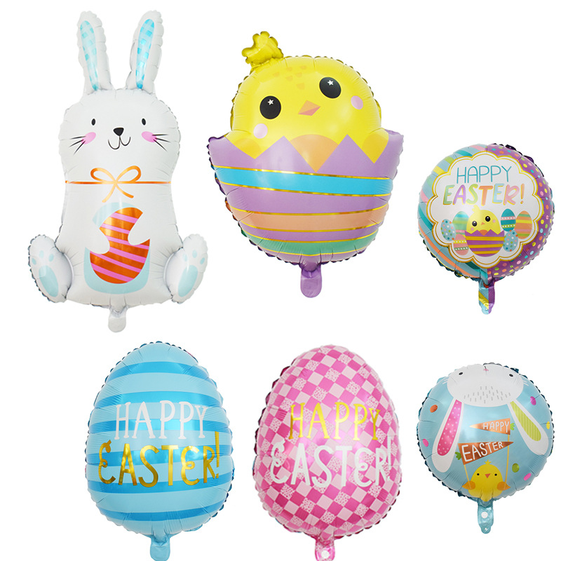 Easter Cartoon Chicken Rabbit Egg Aluminum Film Balloon Holiday Party Venue Layout Props Balloon
