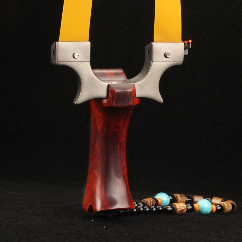 440数控钛钢夹片吃鸡弹弓免绑数控 高背实木紫檀手柄鸡王夹片弹弓