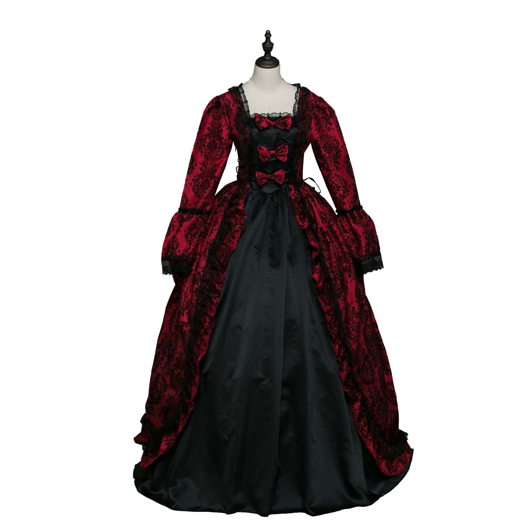 新款宫廷礼服女2021欧洲缎面维多利亚舞会演出时装秀修身大蓬裙子