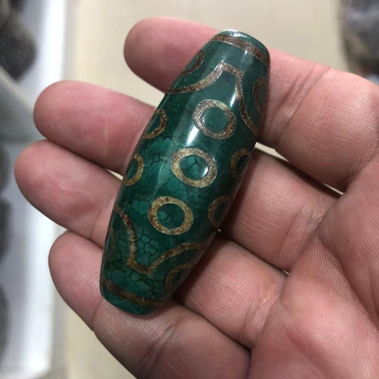 藏传玛瑙亮面龙纹绿色二十一眼天珠散珠菩提佛珠diy配饰-阿里巴巴