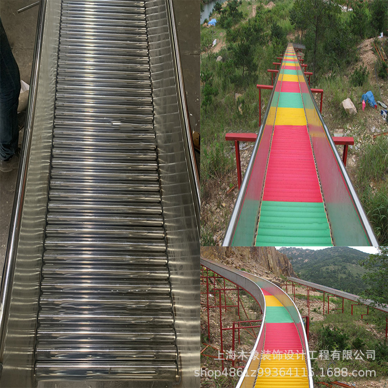 户外无动力不锈钢滚珠滑梯滚筒滚轴滑滑梯游乐场滚轴滚筒滚轮滑道