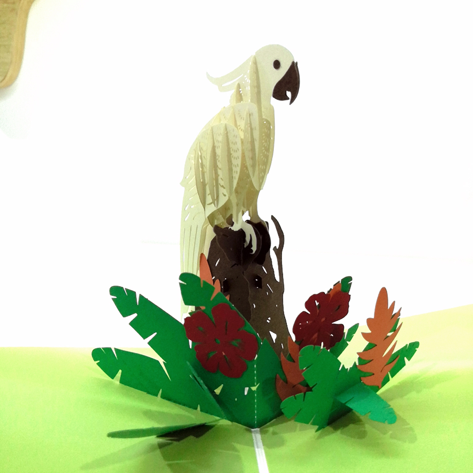 手工纸雕创意3d鹦鹉立体贺卡生日新年节祝福卡定制立体贺卡