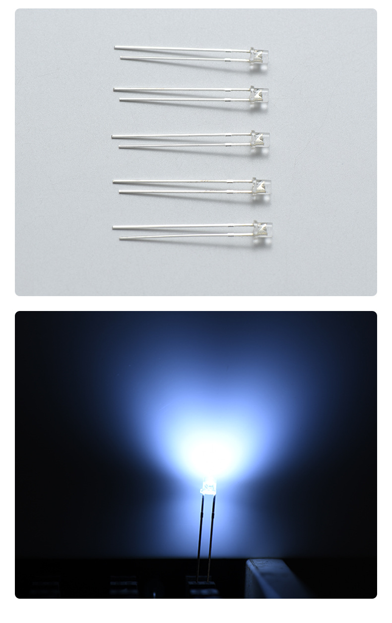 直插式发光二极管 f2平头led灯珠白光长脚照明元器件免费拿样