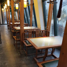 批发新中式餐厅桌椅酒店饭店包厢圆桌20人电动实木大圆桌长桌卡座