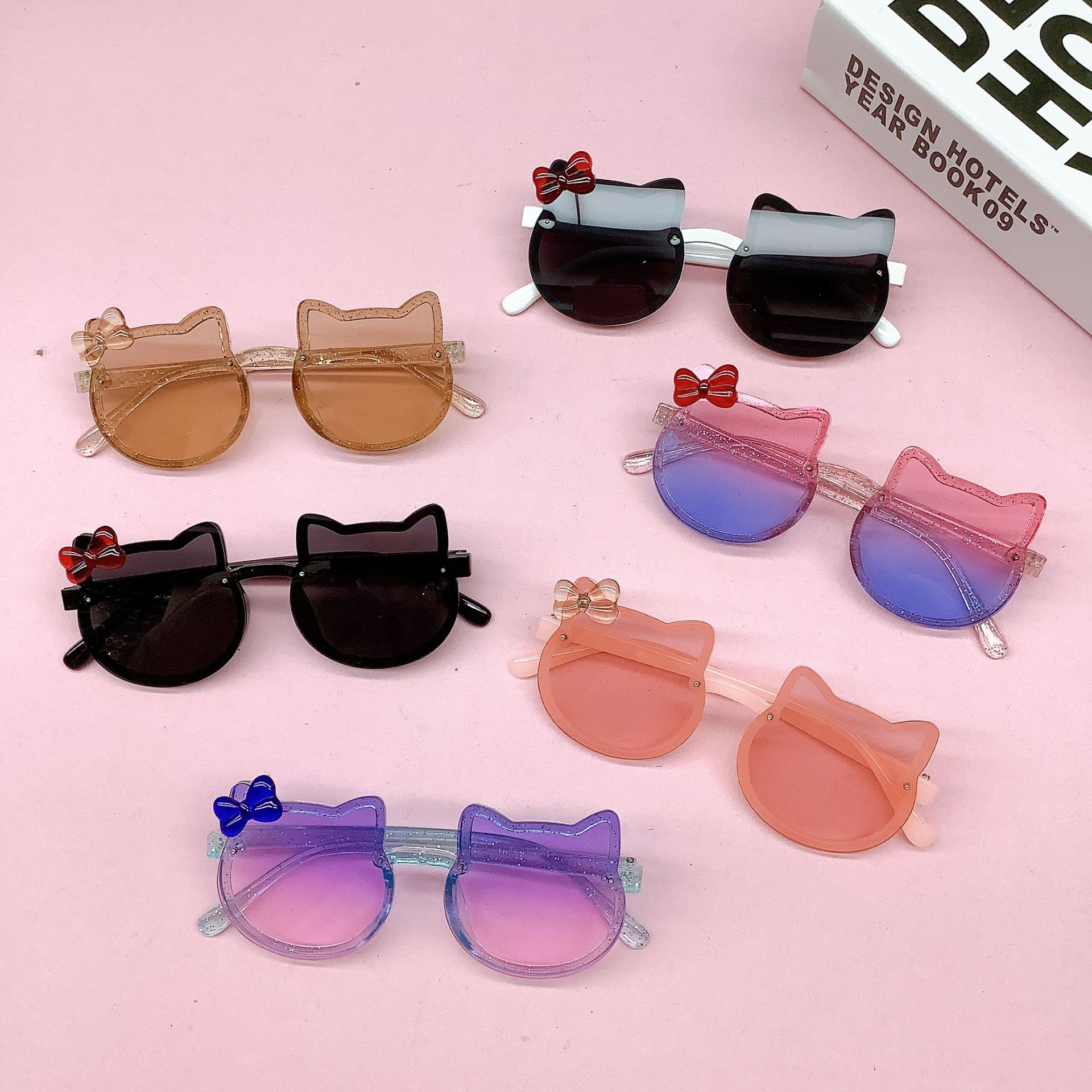 Fashion New Bow Kids Sunglasses Cute Cat Shape Baby Sunglasses Trendy Girl Sunglasses