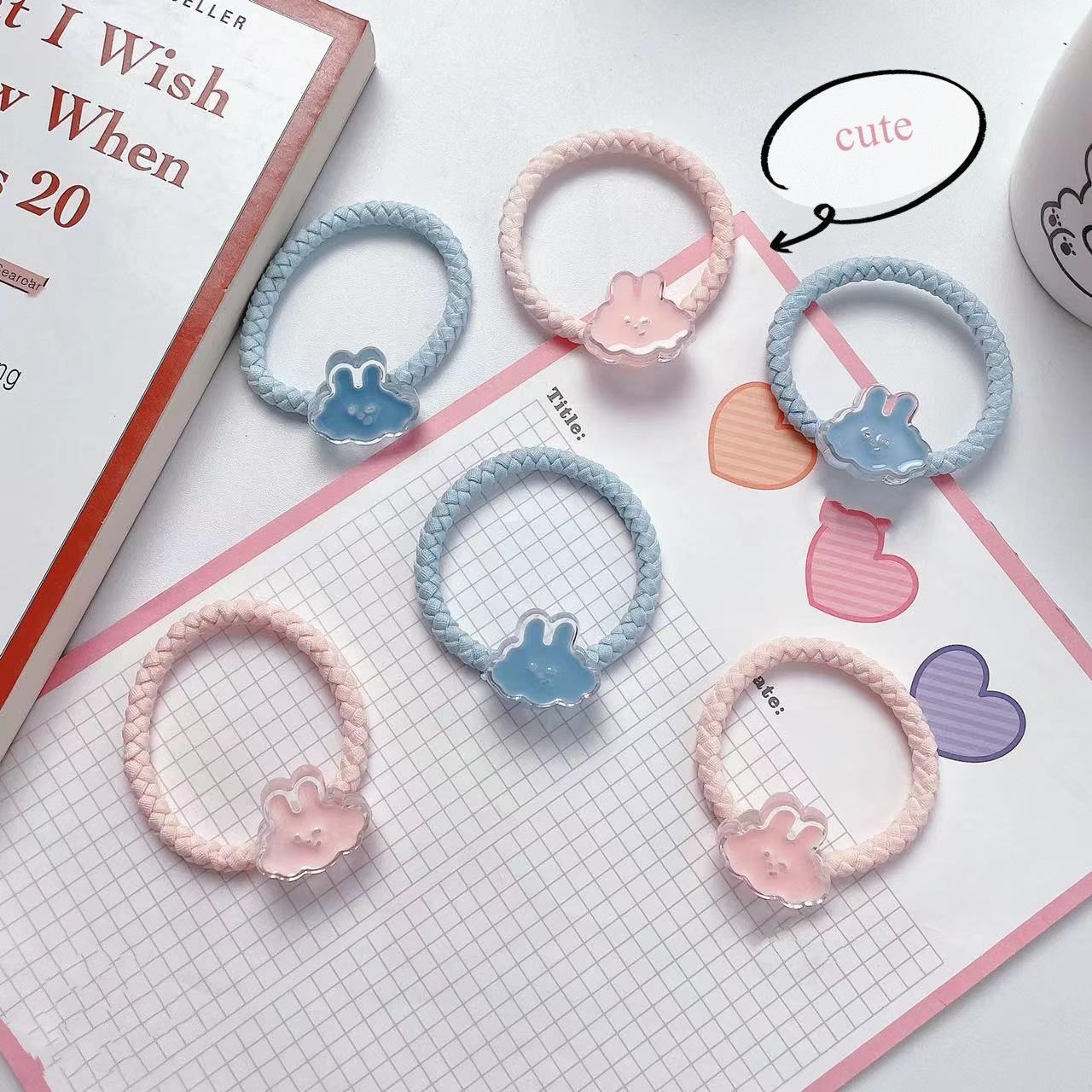 韩版卡通兔子皮筋可爱森系发绳女网红ins手环链发圈情侣闺蜜手链