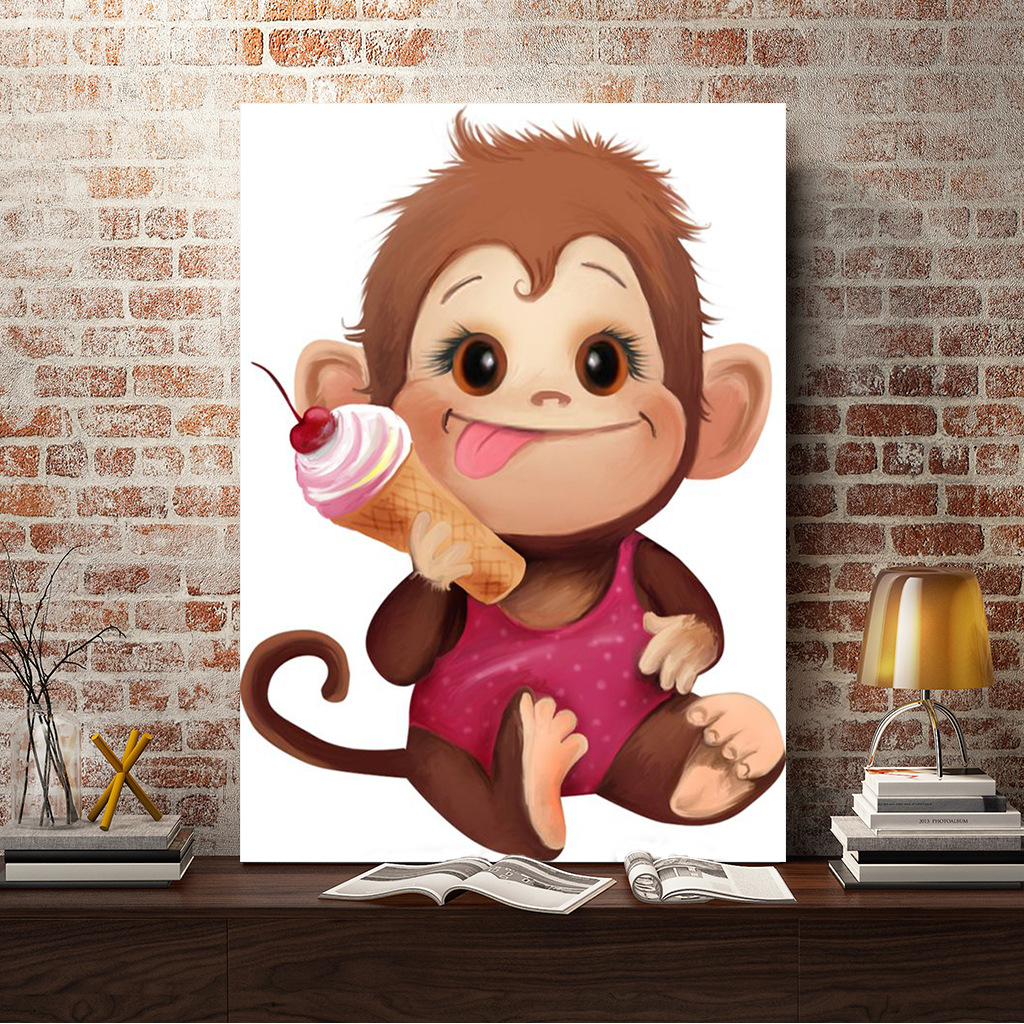 5d钻石画挂画猴子风景diy魔方圆钻满钻钻石绣装饰画30*40