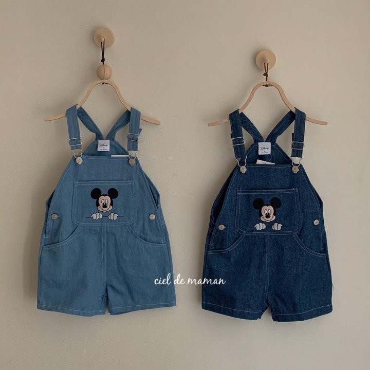 春秋韩版儿童卡通米奇背带裤男女宝宝春夏柔软牛仔中裤短裤新款