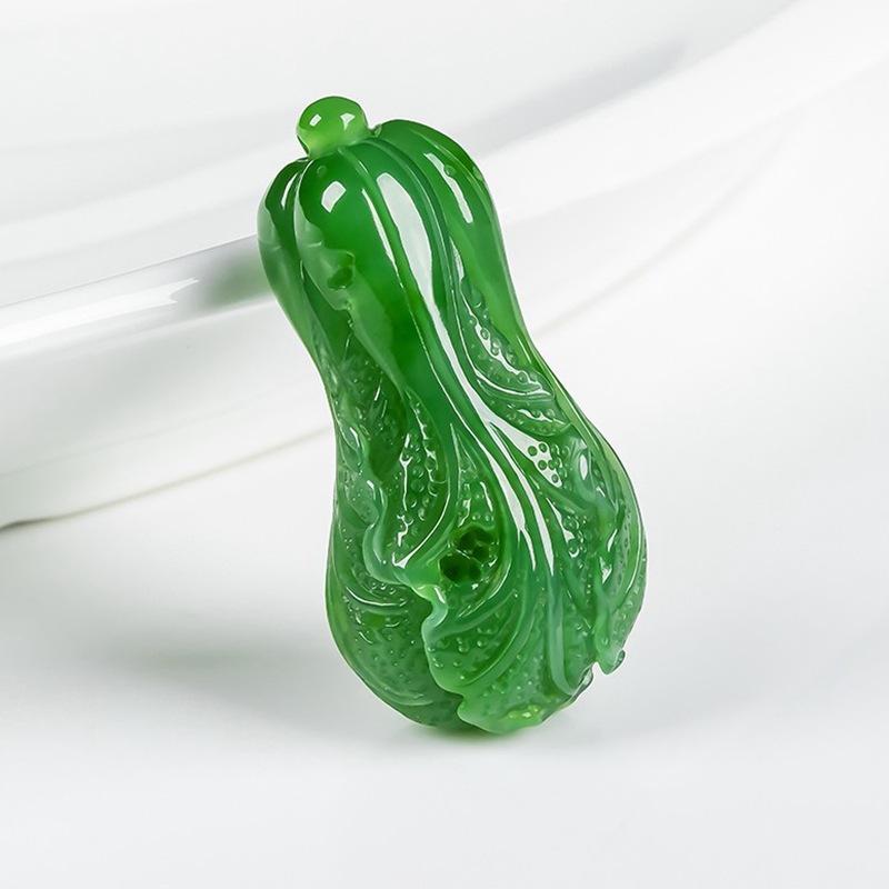 新疆和田玉碧玉白菜吊坠羊脂玉级白玉白菜玉坠玉牌男士吊坠