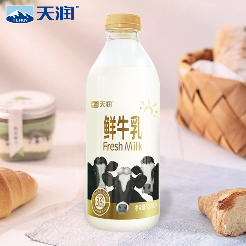 天润鲜牛奶新疆纯奶巴氏鲜奶低温鲜牛乳儿童早餐奶高钙牛奶245g瓶