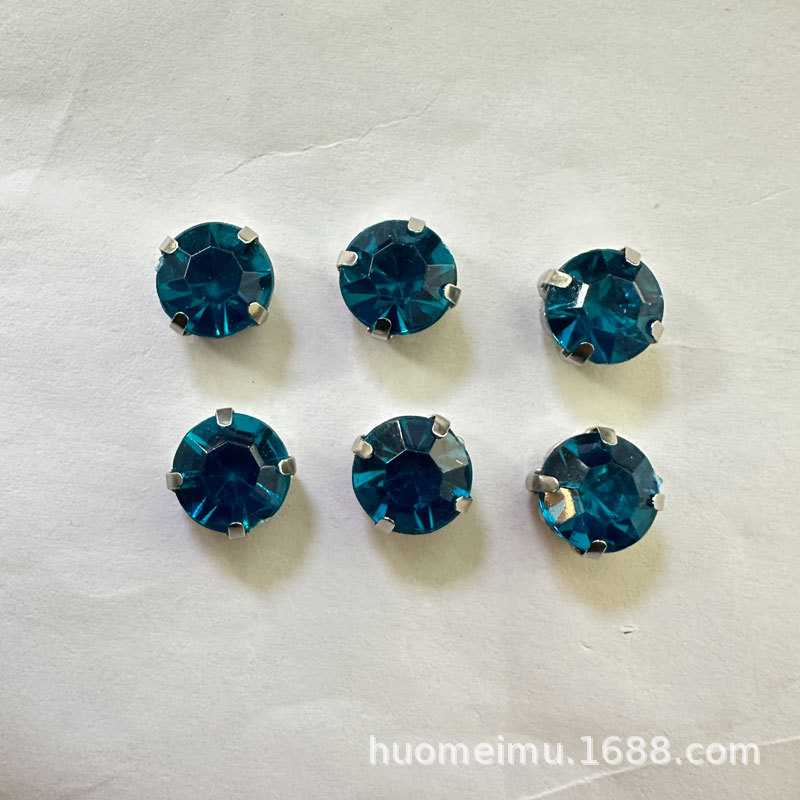 源头工厂直销10mm单爪孔兰色压克力手缝钻 串珠手缝diiy服装辅料