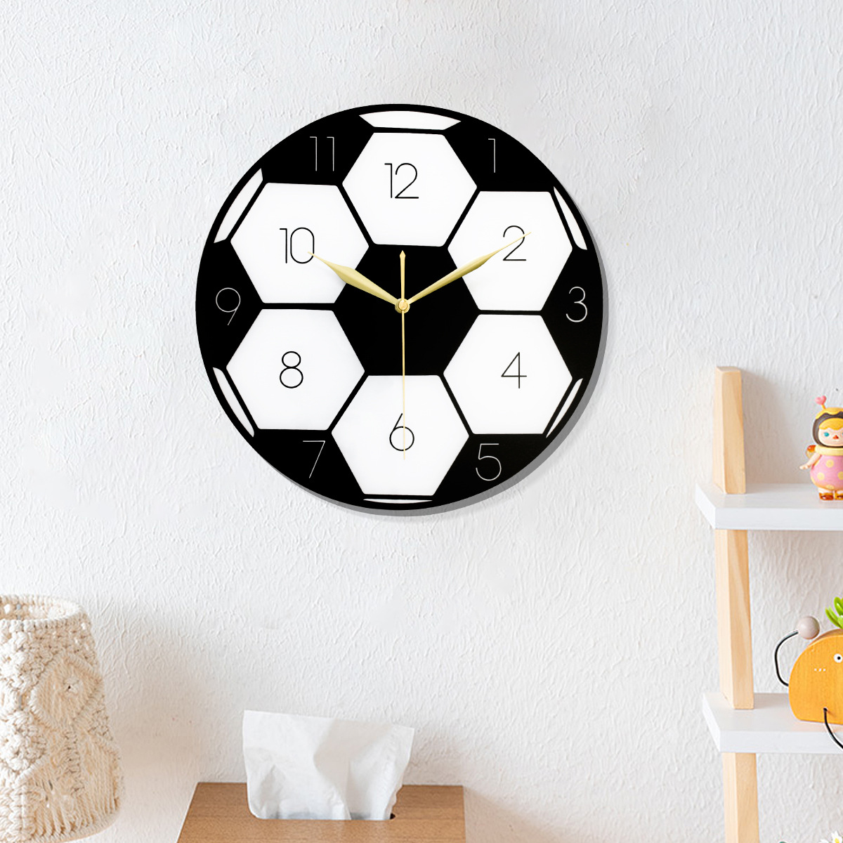 Football Creative Acrylic Wall Clock for Party Restaurant Ktv Family Living Room Bedroom Office Decorations Mute