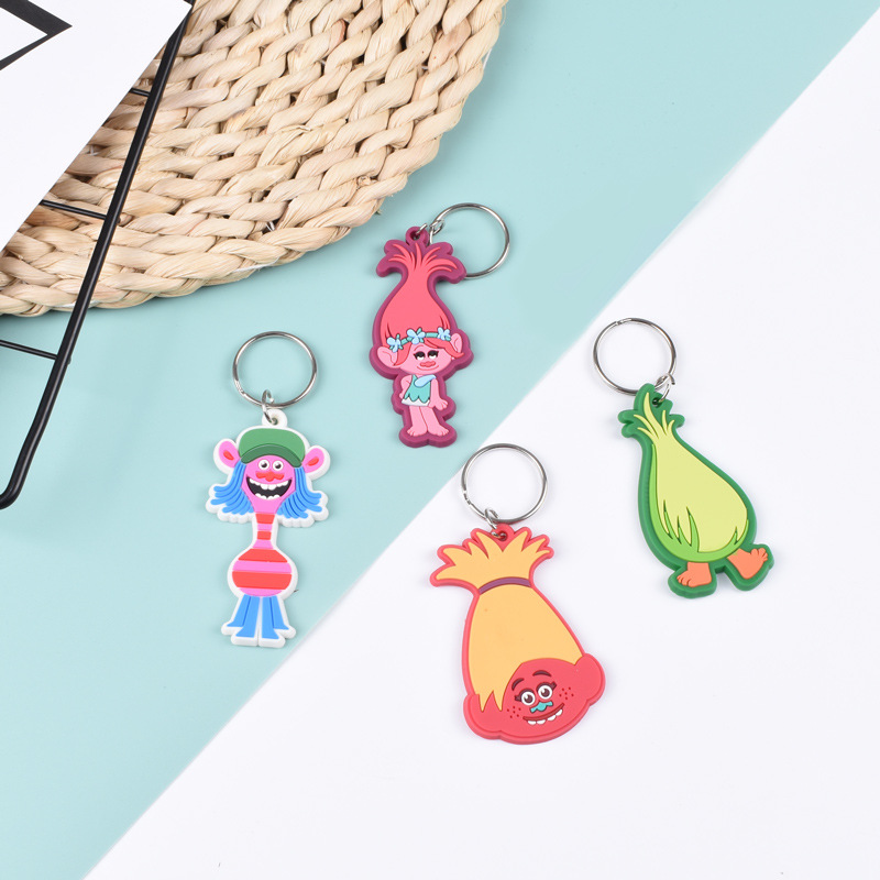 PVC Flexible Glue Keychain Silicone Personality Flat Epoxy Key Ring Gift Pendant PVC Rubber Key Customization