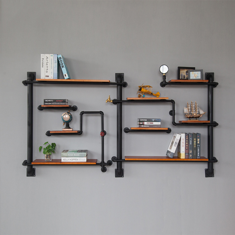 美式工业风创意铁艺置物架居家客厅上墙侧挂多层收纳侧挂书架