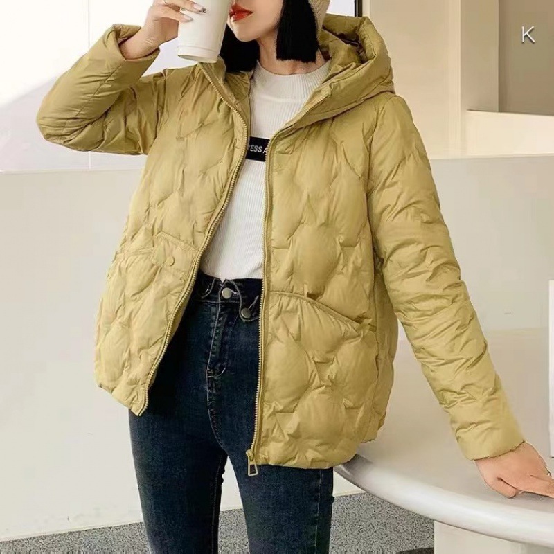 跨境秋冬新款轻薄羽绒服女短款白鸭绒小个子连帽韩版保暖外套潮