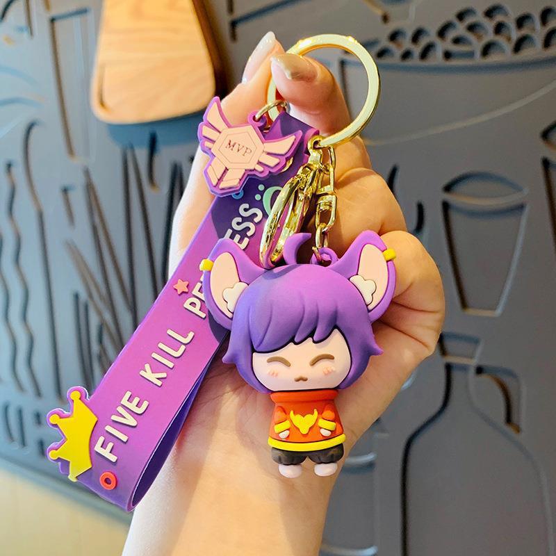 King Glory Keychain Couple Cartoon Cute Car Key Chain Crane Machine Schoolbag Small Pendant Creative Gift