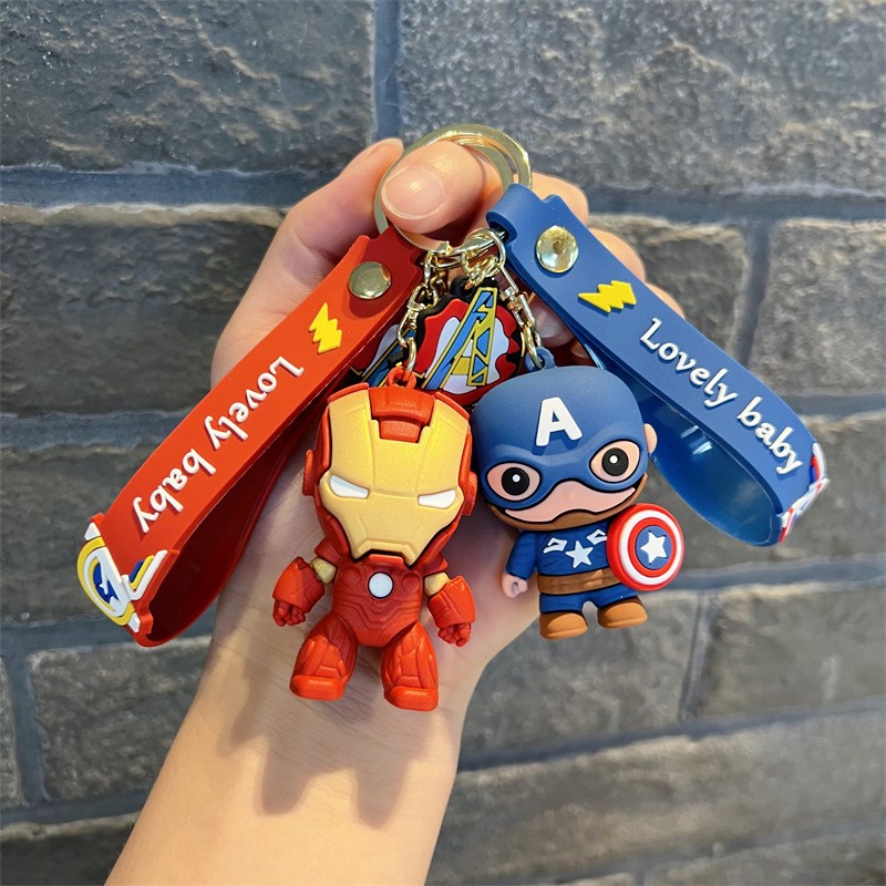 Creative Avengers Keychain Trendy Cool Marvel Iron Man Spider-Man Captain America Key Chain Wholesale