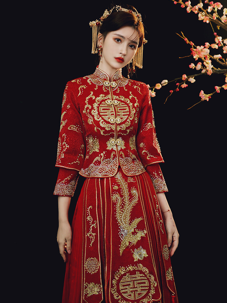 秀禾服新娘2021年新款结婚中式婚礼礼服婚纱出阁服2022显瘦敬酒服