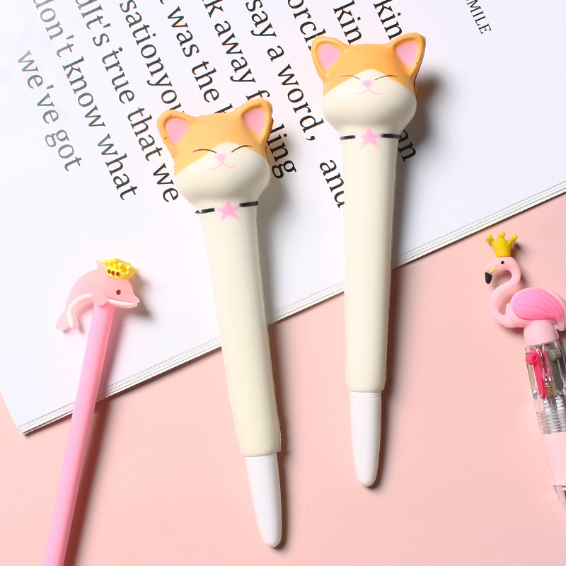 Cute Decompression Pen Squeezing Toy Gel Pen Student School Supplies Cartoon Creative Stationery Soft Decompression Pen