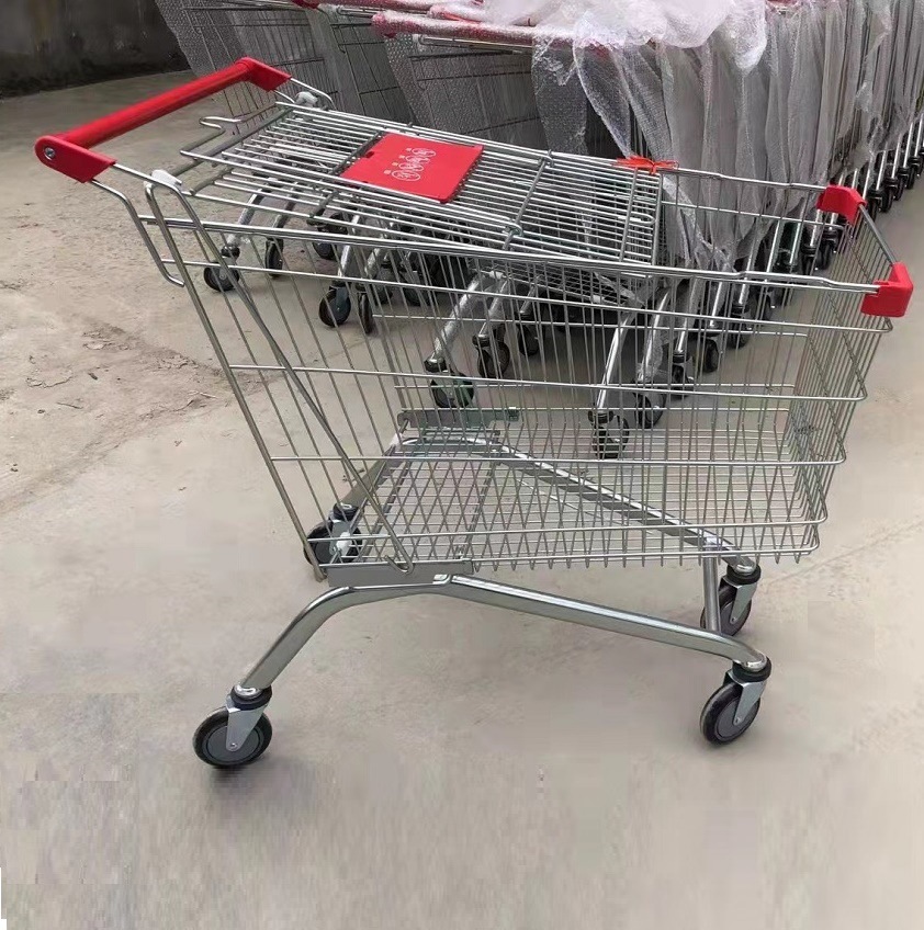 240l超市购物车大型号沃尔玛商场手推车小区图书理货分拣车全金属