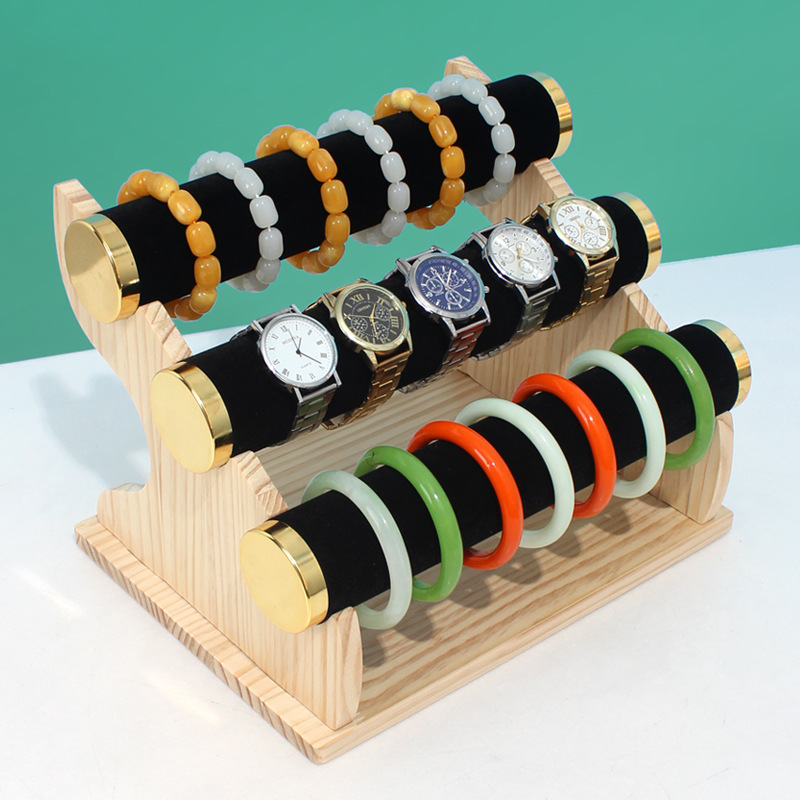 Three-Layer Bracelet Stand Jewelry Rack Solid Wood Display Stand Bracelet Bracelet Ornament Rack Watch Shelf Jewelry Display Props