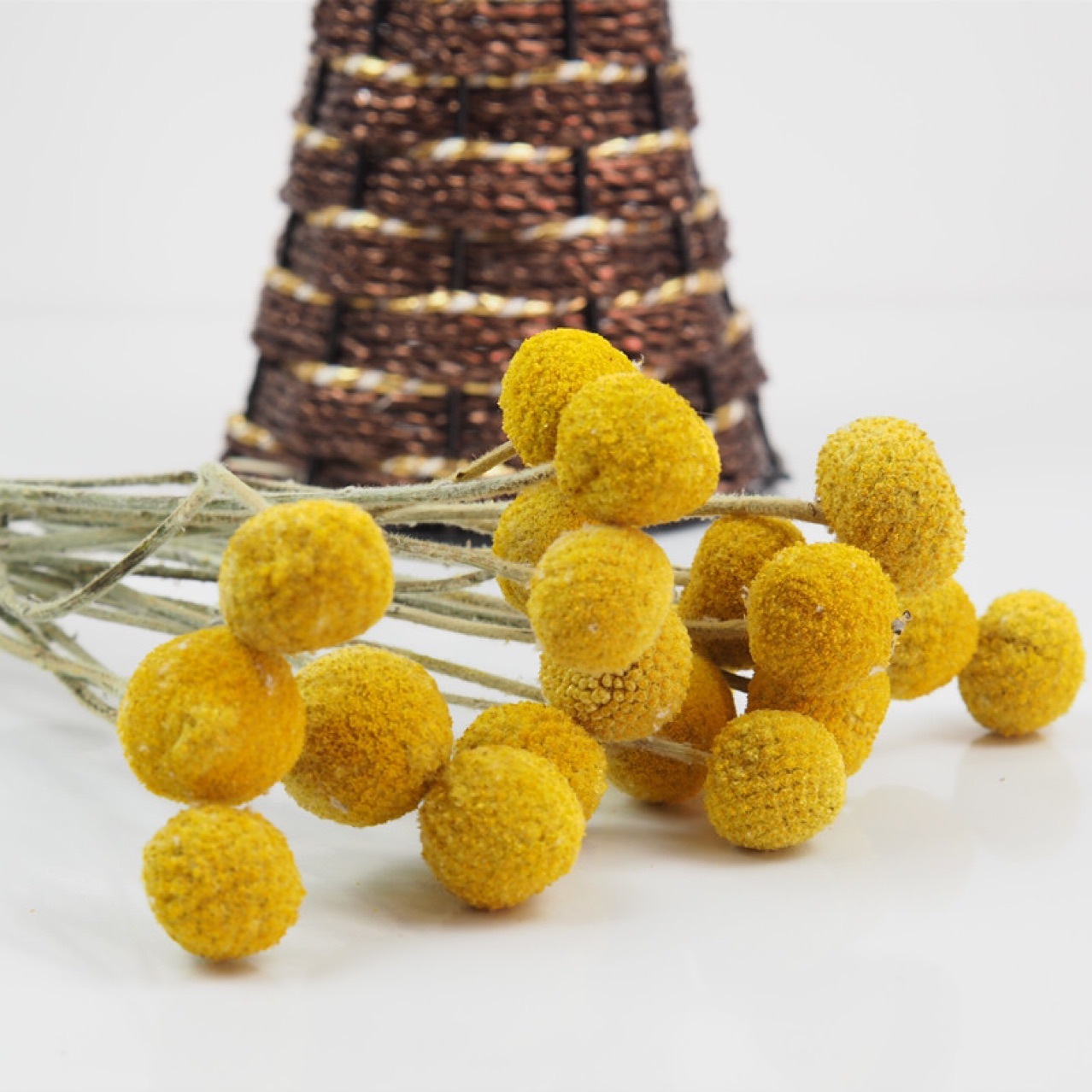 天然黄金球干花厂家批发家居装饰亚马逊跨境供货拍照摄影金球花材