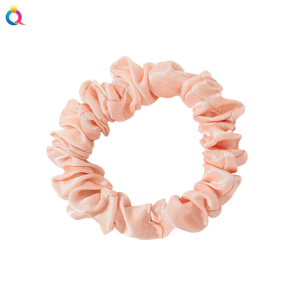 Qiyue Korean Satin Large Intestine Hair Ring Fresh Solid Color Thin Hair Ties Satin Ponytail Hair Band for Bun Haircut Women